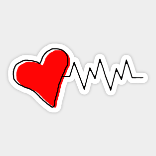 Red heart with pulse Sticker